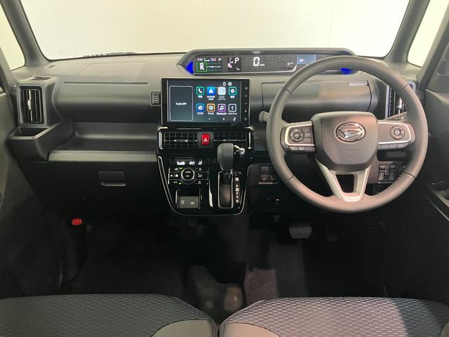 タントカスタムＲＳリミテッド　ターボ　９型Ｄ・Ａ　届出済未使用車衝突被害軽減ブレーキ　コーナーセンサー　９型ディスプレイオーディオ　Ｂｌｕｅｔｏｏｔｈ　ＵＳＢ　バックカメラ　両側電動スライドドア　前席シートヒーター　ＬＥＤ　レーダークルーズ　スマートキー　ターボ（滋賀県）の中古車