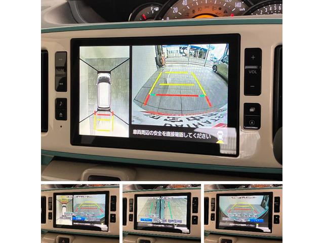 ムーヴキャンバスＧメイクアップ　ＳＡ３　８型フルセグナビ　パノラマカメラ衝突被害軽減ブレーキ　８型フルセグナビ　Ｂｌｕｅｔｏｏｔｈ　ＵＳＢ　ＤＶＤ再生　パノラマカメラ　ドラレコ　ＥＴＣ　両側電動スライドドア　シートヒーター　ＬＥＤ　オートライト　オートエアコン　４ＷＤ（滋賀県）の中古車