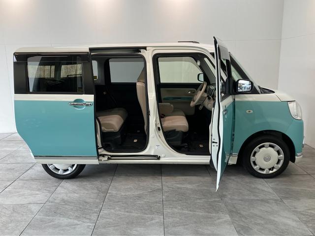 ムーヴキャンバスＧメイクアップ　ＳＡ３　８型フルセグナビ　パノラマカメラ衝突被害軽減ブレーキ　８型フルセグナビ　Ｂｌｕｅｔｏｏｔｈ　ＵＳＢ　ＤＶＤ再生　パノラマカメラ　ドラレコ　ＥＴＣ　両側電動スライドドア　シートヒーター　ＬＥＤ　オートライト　オートエアコン　４ＷＤ（滋賀県）の中古車