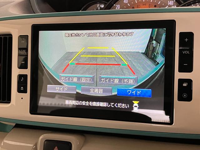 ムーヴキャンバスＧメイクアップ　ＳＡ３　８型フルセグナビ　パノラマカメラ衝突被害軽減ブレーキ　８型フルセグナビ　Ｂｌｕｅｔｏｏｔｈ　ＵＳＢ　ＤＶＤ再生　パノラマカメラ　ドラレコ　ＥＴＣ　両側電動スライドドア　シートヒーター　ＬＥＤ　オートライト　オートエアコン　４ＷＤ（滋賀県）の中古車