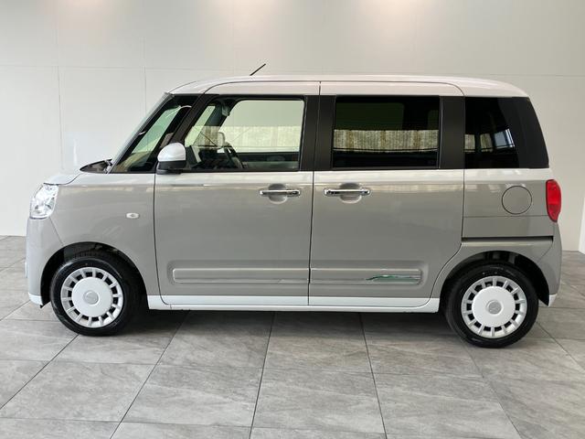 ムーヴキャンバスストライプスG 9型DA 駐車支援システム 届出済未使用車衝突被害軽減ブレーキ 9型ディスプレイオーディオ フルセグ Bluetooth USB パノラマカメラ 両側電動スライドドア 前席シートヒーター LED ワイヤレス充電 駐車支援システム エコアイドル(滋賀県)の中古車