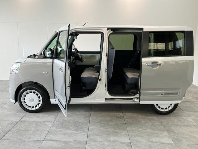 ムーヴキャンバスストライプスG 9型DA 駐車支援システム 届出済未使用車衝突被害軽減ブレーキ 9型ディスプレイオーディオ フルセグ Bluetooth USB パノラマカメラ 両側電動スライドドア 前席シートヒーター LED ワイヤレス充電 駐車支援システム エコアイドル(滋賀県)の中古車