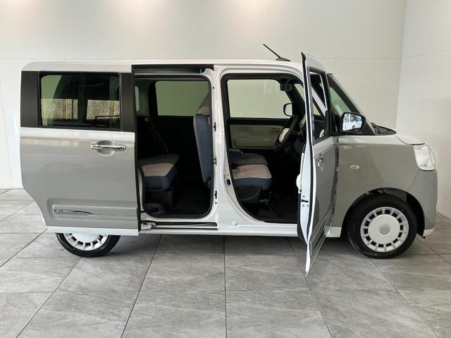 ムーヴキャンバスストライプスG 9型DA 駐車支援システム 届出済未使用車衝突被害軽減ブレーキ 9型ディスプレイオーディオ フルセグ Bluetooth USB パノラマカメラ 両側電動スライドドア 前席シートヒーター LED ワイヤレス充電 駐車支援システム エコアイドル(滋賀県)の中古車