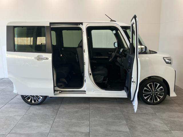 タントカスタムＲＳリミテッド　ターボ　１０型ナビ　届出済未使用車衝突被害軽減ブレーキ　コーナーセンサー　１０型フルセグナビ　Ｂｌｕｅｔｏｏｔｈ　ＤＶＤ再生　ＵＳＢ　バックカメラ　前後ドラレコ　両側電動スライドドア　前席シートヒーター　ＬＥＤ　レーダークルーズ（滋賀県）の中古車