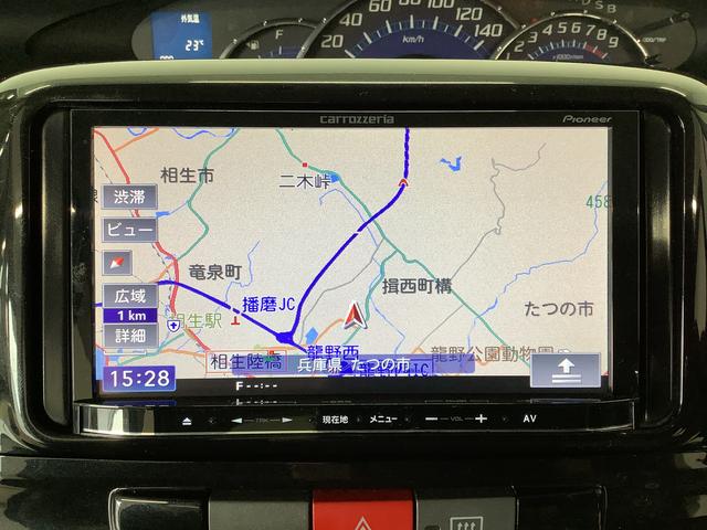 タントカスタムＲＳ　ターボ　ナビＴＶ　ＥＴＣ　片側電動スライドドア１年保証　ナビＴＶ　ＥＴＣ　バックカメラ　片側電動スライドドア　ＨＩＤヘッドライト　アイドリングストップ　スマートキー　オートエアコン　リアオーバーヘッドコンソール　１５インチ純正アルミホイール（兵庫県）の中古車