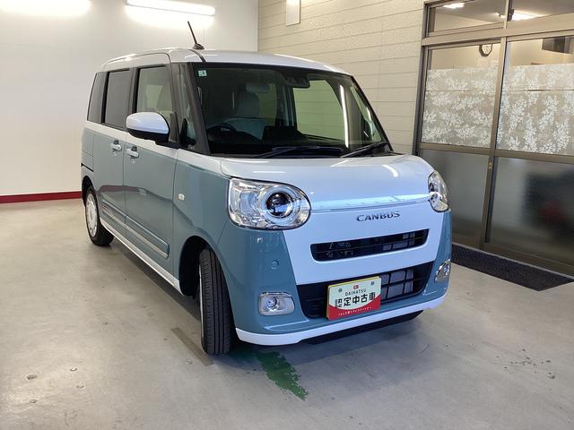 ムーヴキャンバスストライプスGターボ衝突被害軽減ブレーキ 横滑り防止装置 オートハイビーム アイドリングストップ ステアリングスイッチ オートライト キーフリーシステム オートエアコン パノラマカメラ(岐阜県)の中古車