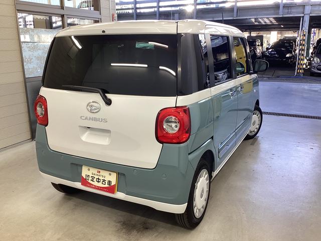 ムーヴキャンバスストライプスGターボ衝突被害軽減ブレーキ 横滑り防止装置 オートハイビーム アイドリングストップ ステアリングスイッチ オートライト キーフリーシステム オートエアコン パノラマカメラ(岐阜県)の中古車