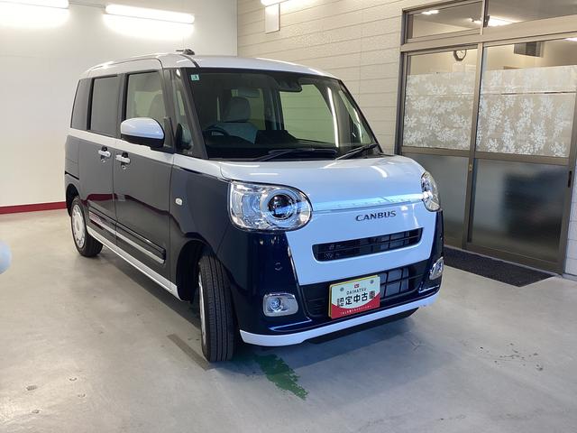 ムーヴキャンバスストライプスＧ衝突被害軽減ブレーキ　横滑り防止装置　４ＷＤ　オートハイビーム　アイドリングストップ　ステアリングスイッチ　オートライト　キーフリーシステム　オートエアコン　パノラマカメラ（岐阜県）の中古車