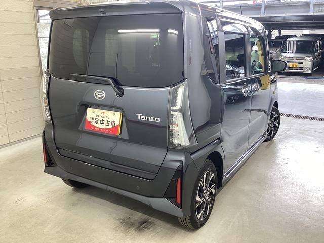 タントカスタムX衝突被害軽減ブレーキ 横滑り防止装置 オートハイビーム アイドリングストップ ステアリングスイッチ オートライト キーフリーシステム オートエアコン パノラマカメラ マット バイザー(岐阜県)の中古車
