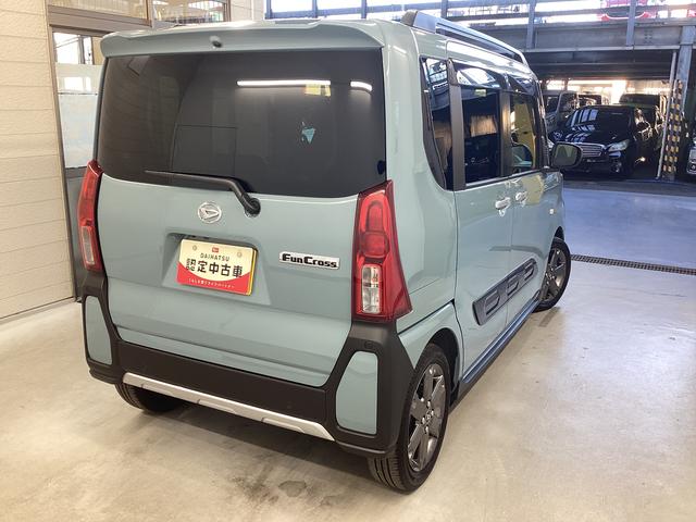 タントファンクロスターボ衝突被害軽減ブレーキ　横滑り防止装置　オートハイビーム　アイドリングストップ　ステアリングスイッチ　オートライト　キーフリーシステム　オートエアコン　パノラマカメラ　マット　バイザー（岐阜県）の中古車