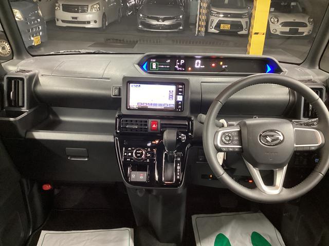 タントカスタムRS衝突被害軽減ブレーキ 横滑り防止装置 オートハイビーム アイドリングストップ ステアリングスイッチ オートライト キーフリー オートエアコン ナビ ドラレコ パノラマカメラ ETC マット バイザー(岐阜県)の中古車