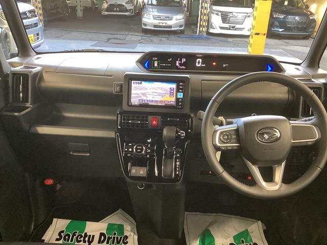 タントカスタムRS衝突被害軽減ブレーキ 横滑り防止装置 4WD オートハイビーム アイドリングストップ ステアリングスイッチ オートライト キーフリーシステム ナビ ドラレコ パノラマカメラ ETC マット バイザー(岐阜県)の中古車