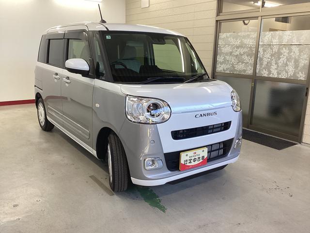 ムーヴキャンバスストライプスＧ衝突被害軽減ブレーキ　横滑り防止装置　オートハイビーム　アイドリングストップ　ステアリングスイッチ　オートライト　キーフリーシステム　オートエアコン　パノラマカメラ　マット　バイザー（岐阜県）の中古車