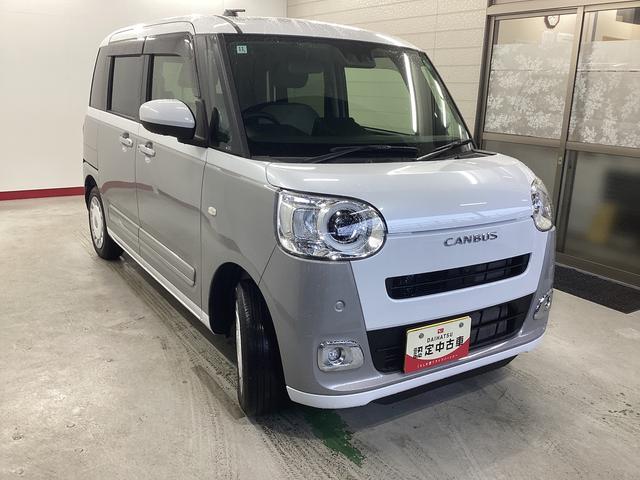 ムーヴキャンバスストライプスＧ衝突被害軽減ブレーキ　横滑り防止装置　オートハイビーム　アイドリングストップ　ステアリングスイッチ　オートライト　キーフリーシステム　オートエアコン　パノラマカメラ　バイザー（岐阜県）の中古車