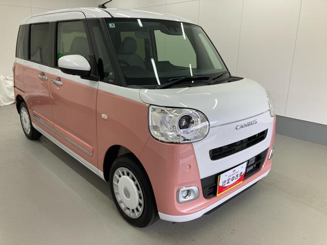 ムーヴキャンバスストライプスＧターボ衝突被害軽減ブレーキ　横滑り防止装置　４ＷＤ　オートハイビーム　アイドリングストップ　ステアリングスイッチ　オートライト　キーフリーシステム　オートエアコン　パノラマカメラ（岐阜県）の中古車