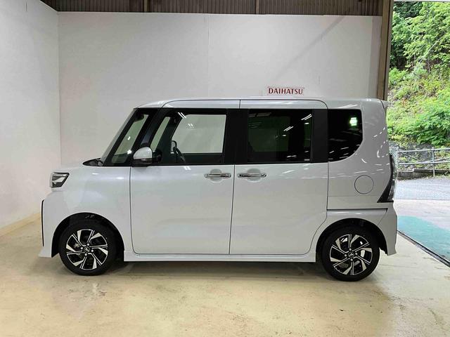 タントカスタムＸ　届出済未使用車ダイハツ認定中古車　予防安全機能スマートアシスト搭載　アイドリングストップ　オートライト　オートマチックハイビーム　ＬＥＤヘッドライト　電動格納ミラー　バックモニター　キーフリーキー　シートヒーター（京都府）の中古車