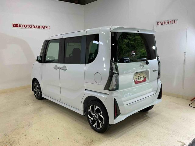 タントカスタムＸ　届出済未使用車ダイハツ認定中古車　予防安全機能スマートアシスト搭載　アイドリングストップ　オートライト　オートマチックハイビーム　ＬＥＤヘッドライト　電動格納ミラー　バックモニター　キーフリーキー　シートヒーター（京都府）の中古車