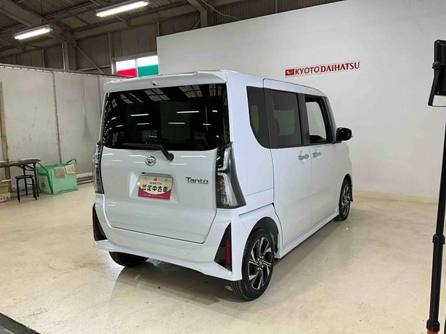 タントカスタムＸ　届出済未使用車ダイハツ認定中古車　予防安全機能スマートアシスト搭載　アイドリングストップ　オートライト　オートマチックハイビーム　ＬＥＤヘッドライト　電動格納ミラー　バックモニター　キーフリーキー　シートヒーター（京都府）の中古車