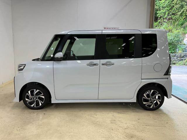 タントカスタムＸ　届出済み未使用車　両側リヤパワースライドドアスマートアシスト　両側リヤパワースライドドア　プッシュボタンエンジンスタート　ＬＥＤヘッドライト　バックカメラ　オートエアコン　コーナーセンサー　シートヒーター　オートライト　アルミホイール　ＡＢＳ（京都府）の中古車