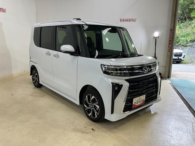 タントカスタムＸ　届出済未使用車ダイハツ認定中古車　予防安全機能スマートアシスト搭載　アイドリングストップ　オートライト　オートマチックハイビーム　ＬＥＤヘッドライト　電動格納ミラー　シートヒーター　キーフリーキー　バックモニター（京都府）の中古車