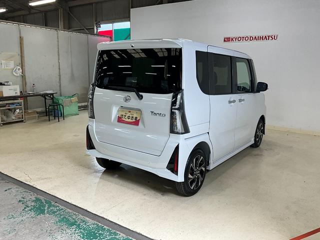 タントカスタムＸ　届出済未使用車ダイハツ認定中古車　予防安全機能スマートアシスト搭載　アイドリングストップ　オートライト　オートマチックハイビーム　ＬＥＤヘッドライト　電動格納ミラー　シートヒーター　キーフリーキー　バックモニター（京都府）の中古車