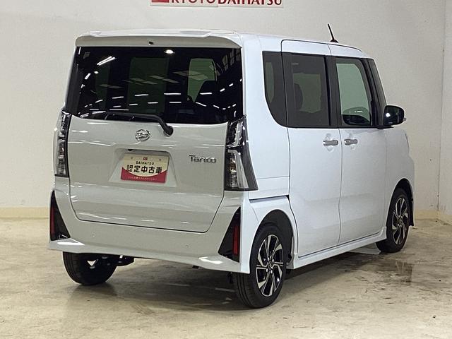 タントカスタムＸ　届出済み未使用車　スマートアシストスマートアシスト　バックカメラ　プッシュボタンエンジンスタート　ＬＥＤヘッドライト　両側リヤパワースライドドア　オートエアコン　コーナーセンサー　アルミホイール　シートヒーター　アイドリングストップ（京都府）の中古車