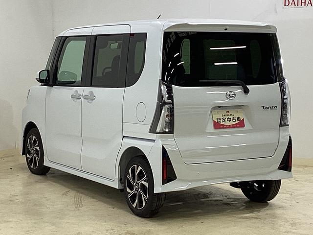 タントカスタムＸ　届出済み未使用車　スマートアシストスマートアシスト　バックカメラ　プッシュボタンエンジンスタート　ＬＥＤヘッドライト　両側リヤパワースライドドア　オートエアコン　コーナーセンサー　アルミホイール　シートヒーター　アイドリングストップ（京都府）の中古車