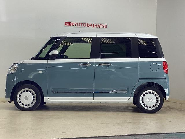 ムーヴキャンバスストライプスＧ　届出済み未使用車　両側電動スライドドア前後コーナーセンサー　両側電動スライドドア　シートヒーター　ホットカップホルダー　バックカメラ　スマートキー　プッシュスタート　オートブレーキホールド　ＬＥＤヘッドライト　ＵＳＢチャージャー（京都府）の中古車