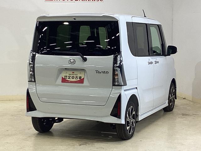 タントカスタムＸ　届出済未使用車　シートヒーター　電動スライドドアワンオーナー　届出済未使用車　前席シートヒーター　両側電動スライドドア　前後コーナーセンサー　バックカメラ　ＵＳＢ接続　プッシュボタンエンジンスタート　横滑り防止措置　ＬＥＤヘッドライト　オートライト（京都府）の中古車