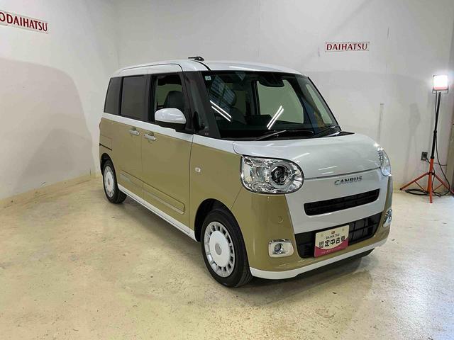 ムーヴキャンバスストライプスＧ　届出済未使用車　スマートアシスト届出済未使用車　スマートアシスト　バックカメラ　プッシュボタンエンジンスタート　両側リヤパワースライドドア　ＬＥＤヘッドライト　コーナーセンサー　シートヒーター　オートエアコン　オートライト　ＡＢＳ（京都府）の中古車