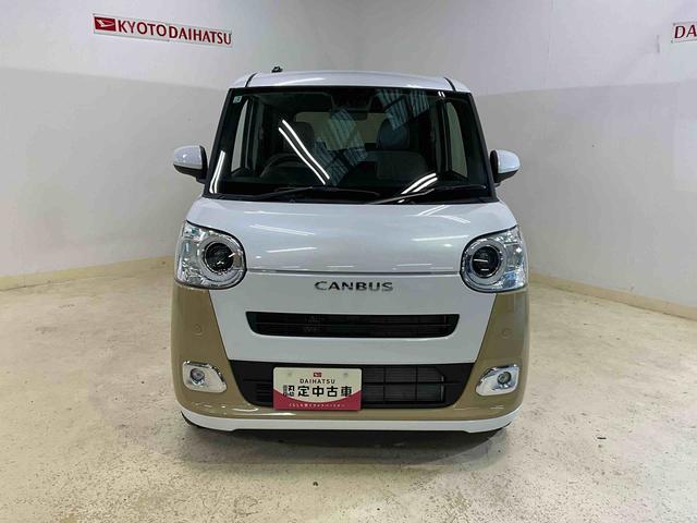 ムーヴキャンバスストライプスＧ　届出済未使用車　スマートアシスト届出済未使用車　スマートアシスト　バックカメラ　プッシュボタンエンジンスタート　両側リヤパワースライドドア　ＬＥＤヘッドライト　コーナーセンサー　シートヒーター　オートエアコン　オートライト　ＡＢＳ（京都府）の中古車