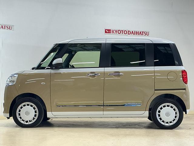 ムーヴキャンバスストライプスＧ　届出済み未使用車　バックカメラ　電動スライド届出済み未使用車　バックカメラ　両側電動スライドドア　前後コーナーセンサー　前席シートヒーター　電子パーキング　オートブレーキホールド　オートマチックハイビーム　ホッとカップホルダー　プッシュスタート（京都府）の中古車