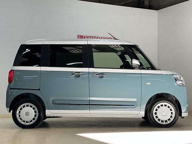 ムーヴキャンバスストライプスＧ　届出済み未使用車　４ＷＤ　バックカメラ届出済み未使用車　４ＷＤ　バックカメラ　両側電動スライドドア　前後コーナーセンサー　前席シートヒーター　電子パーキング　オートブレーキホールド　オートマチックハイビーム　ホッとカップホルダー　ＵＳＢ（京都府）の中古車