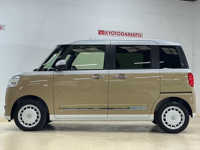 ムーヴキャンバスストライプスＧ　届出済未使用車　スマートアシスト届出済未使用車　スマートアシスト　バックカメラ　両側リヤパワースライドドア　プッシュボタンエンジンスタート　ＬＥＤヘッドライト　コーナーセンサー　オートエアコン　オートライト　シートヒーター　ＡＢＳ（京都府）の中古車