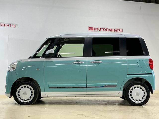 ムーヴキャンバスストライプスＧ　届出済み未使用車　全周囲カメラ　電動スライド届出済み未使用　全周囲カメラ　両側電動スライドドア　前後コーナーセンサー　前席シートヒーター　電子パーキング　オートブレーキホールド　オートマチックハイビーム　プッシュスタート　ホッとカップホルダー（京都府）の中古車