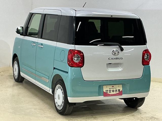 ムーヴキャンバスストライプスＧ　届出済み未使用車　全周囲カメラ　電動スライド届出済み未使用　全周囲カメラ　両側電動スライドドア　前後コーナーセンサー　前席シートヒーター　電子パーキング　オートブレーキホールド　オートマチックハイビーム　プッシュスタート　ホッとカップホルダー（京都府）の中古車