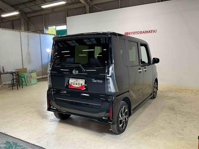 タントカスタムＸ　届出済未使用車ダイハツ認定中古車　アイドリングストップ　予防安全機能スマートアシスト搭載　オートライト　オートマチックハイビーム　ＬＥＤヘッドライト　パノラマモニター　キーフリーキー　電動格納ミラー　シートヒーター（京都府）の中古車