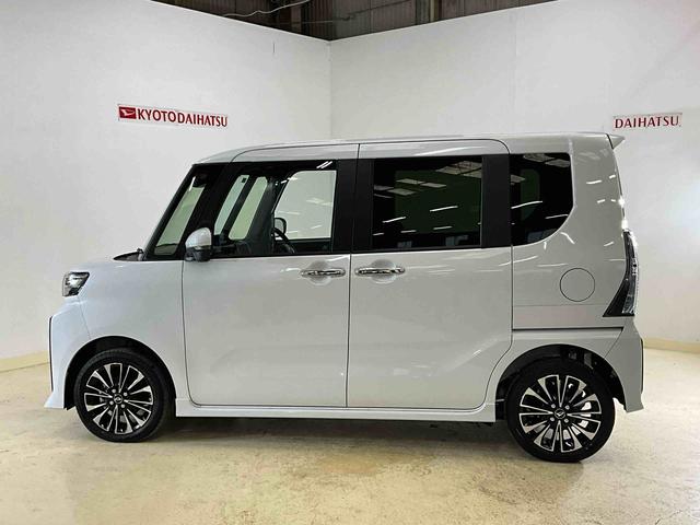 タントカスタムＲＳ　４ＷＤ　ターボワンオーナー　衝突軽減ブレーキ　認定中古車　４ＷＤ　両側電動スライドドア　電動パーキングブレーキ　オートブレーキホールド機能　運転席助手席シートヒーター　ターボ　　オートライト　オーディオレス車（京都府）の中古車