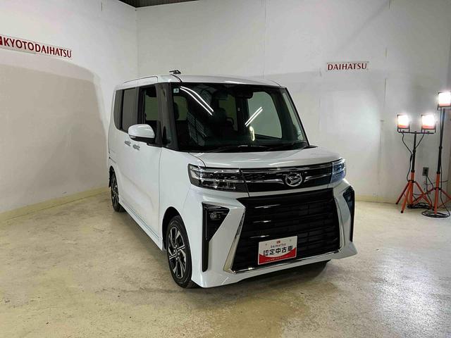 タントカスタムＸ　届出済未使用車　ナビ　バックカメラ　地デジ届出済未使用車　ナビ　フルセグチューナー　ブルートゥース対応　バックカメラ　スマートアシスト　プッシュボタンエンジンスタート　両側リヤパワースライドドア　コーナーセンサー　ＬＥＤヘッドライト　ＡＢＳ（京都府）の中古車