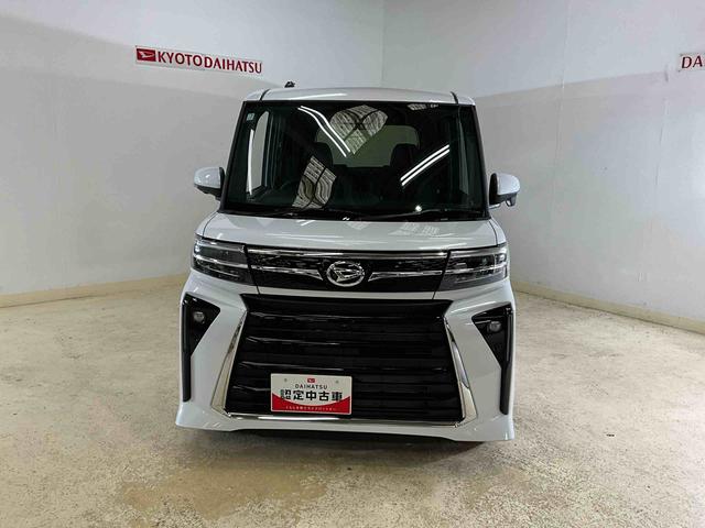 タントカスタムＸ　届出済未使用車ダイハツ認定中古車　予防安全機能スマートアシスト搭載　アイドリングストップ　オートライト　オートマチックハイビーム　電動格納ミラー　パノラマモニター　ＬＥＤヘッドライト　キーフリー　シートヒーター（京都府）の中古車