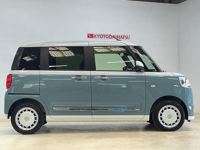 ムーヴキャンバスストライプスＧ　届出済未使用車　ナビ　バックカメラ　２ＷＤ届出済未使用車　ナビ　バックカメラ　フルセグチューナー　ブルートゥース対応　プッシュボタンエンジンスタート　両側リヤパワースライドドア　スマートアシスト　ＬＥＤヘッドライト　オートエアコン　ＡＢＳ（京都府）の中古車