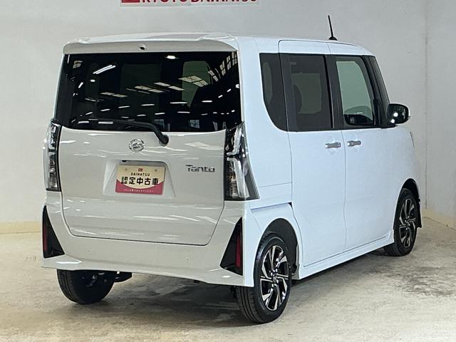 タントカスタムX アイドリングストップ非装着車 スマートアシストバックカメラ スマートアシストアイドリングストップ非装着 両側リヤパワースライドドア コーナーセンサー オートエアコン LEDヘッドライト オートライト シートヒーター プッシュボタンエンジンスタート(京都府)の中古車