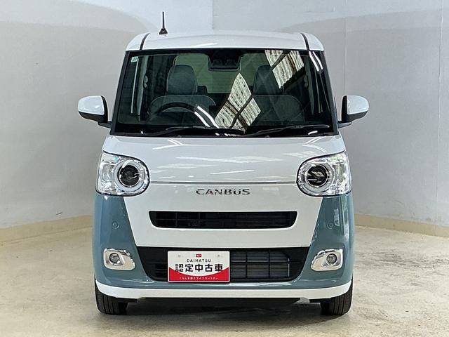 ムーヴキャンバスストライプスＧ　届出済み未使用車　ディスプレイオーディオ届出済未使用車　９インチディスプレイオーディオ　バックカメラ　両側電動スライドドア　ワイヤレス充電　ホットカップホルダー　シートヒーター　前後コーナーセンサー　電子パーキング　オートマチックハイビーム（京都府）の中古車
