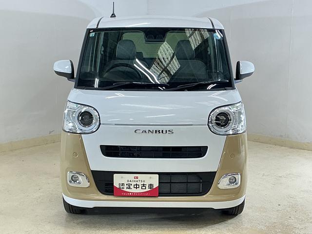 ムーヴキャンバスストライプスＧターボ　届出済未使用車　ディスプレイオーディオ届出済み未使用車　９インチディスプレイオーディオ　バックカメラ　両側パワースライドドア　アダプティブクルーズコントロール　Ｑｉワイヤレス充電器　シートヒーター　コーナーセンサー　電動パーキングブレーキ（京都府）の中古車