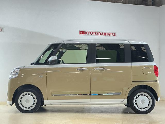 ムーヴキャンバスストライプスＧターボ　届出済未使用車　ディスプレイオーディオ届出済み未使用車　９インチディスプレイオーディオ　バックカメラ　両側パワースライドドア　アダプティブクルーズコントロール　Ｑｉワイヤレス充電器　シートヒーター　コーナーセンサー　電動パーキングブレーキ（京都府）の中古車
