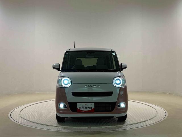ムーヴキャンバスストライプスＧ　電動パーキングブレーキ　バックカメラＬＥＤオートライト・フォグランプ　電動パーキングブレーキ　プッシュボタンスタート　セキュリティアラーム　バックカメラ　両側パワースライドドアウエルカムオープン機能　オート電動格納式ドアミラー（広島県）の中古車
