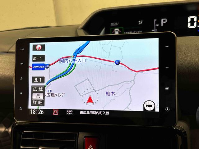 タントカスタムＲＳ　ナビ　バックカメラ　ＥＴＣＬＥＤオートライト　パワースライドドアウェルカムオープン機能　運転席ロングスライドシ−ト　助手席ロングスライド　助手席イージークローザー　運転席助手席シートヒーター　１５インチアルミホイール（広島県）の中古車