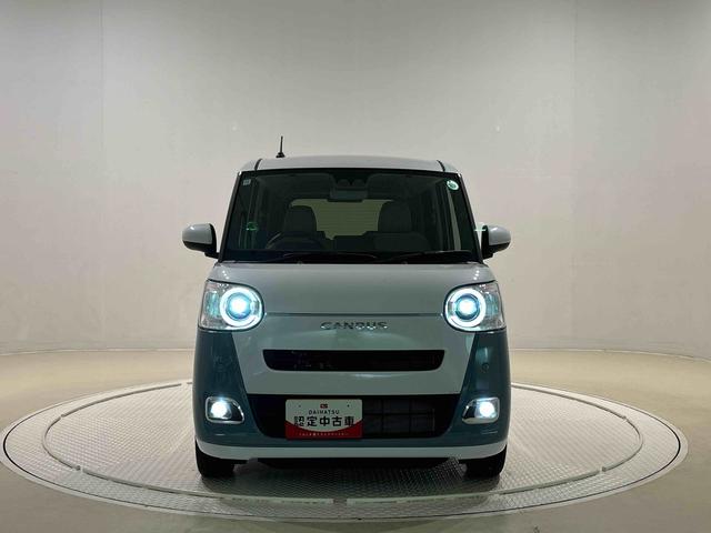 ムーヴキャンバスストライプスＧターボ　バックカメラ　前席シートヒーターＬＥＤオートライト・フォグランプ　　プッシュボタンスタート　セキュリティアラーム　バックカメラ　両側パワースライドドアウエルカムオープン機能　オート電動格納式ドアミラー（広島県）の中古車