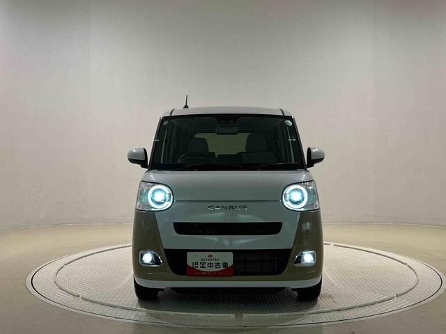 ムーヴキャンバスストライプスＧターボＬＥＤオートライト・フォグランプ　電動パーキングブレーキ　プッシュボタンスタート　セキュリティアラーム　バックカメラ　両側パワースライドドアウエルカムオープン機能　オート電動格納式ドアミラー（広島県）の中古車