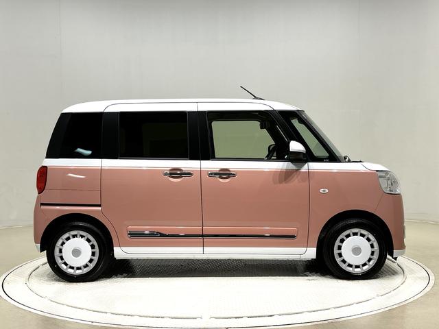ムーヴキャンバスストライプスＧ　バックカメラ対応　電動パーキングブレーキＬＥＤオートライト・フォグランプ　電動パーキングブレーキ　プッシュボタンスタート　セキュリティアラーム　バックカメラ　両側パワースライドドアウエルカムオープン機能　オート電動格納式ドアミラー（広島県）の中古車